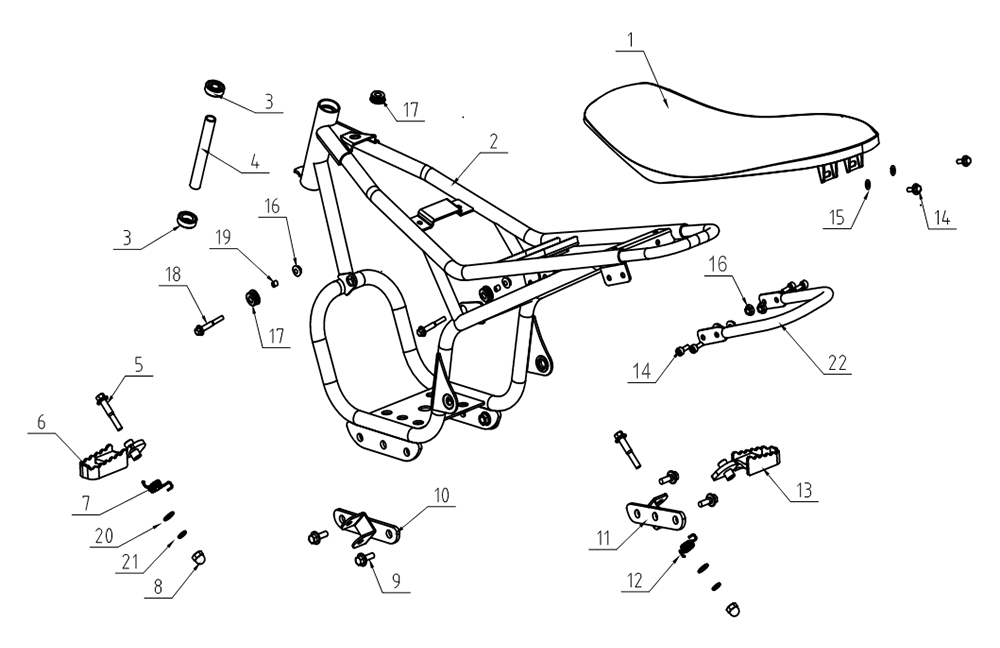 tt250Frame Parts, Seat, Foot Pegs