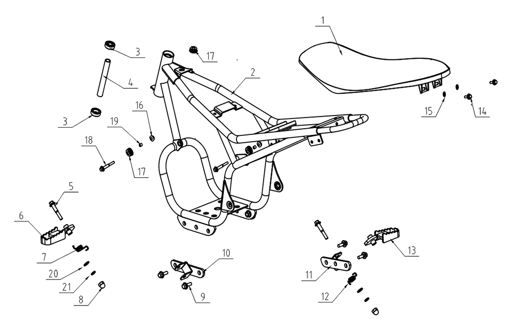 tt350r-2016-2018Frame Parts, Seat, Foot Pegs