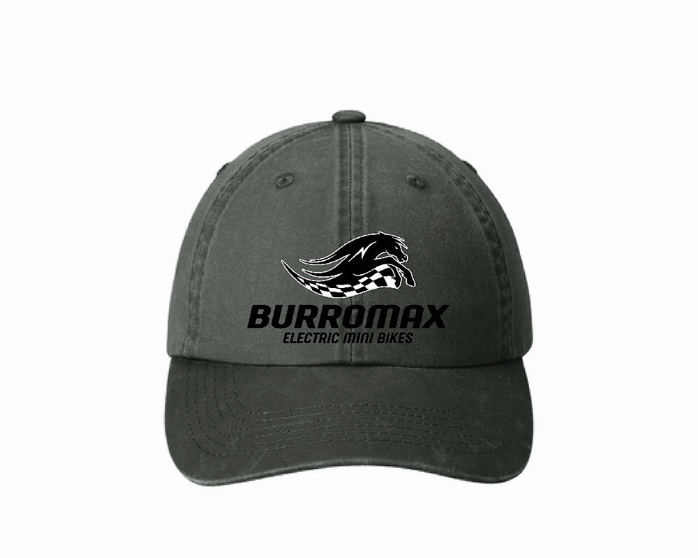 Burromax Gray Washed Baseball Hat by Port Authority, Vintage Logo Embroidered, One Size (Part #18068)