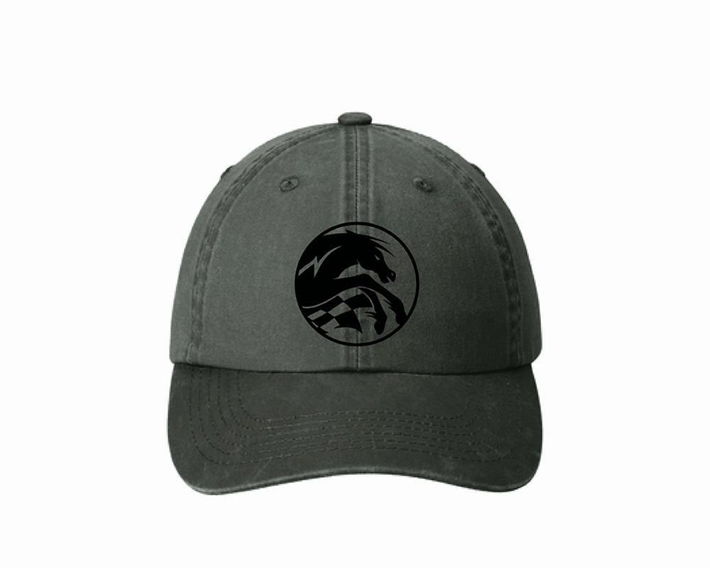 Burromax Gray Washed Baseball Hat by Port Authority, Black Logo Embroidered, One Size (Part #18069)