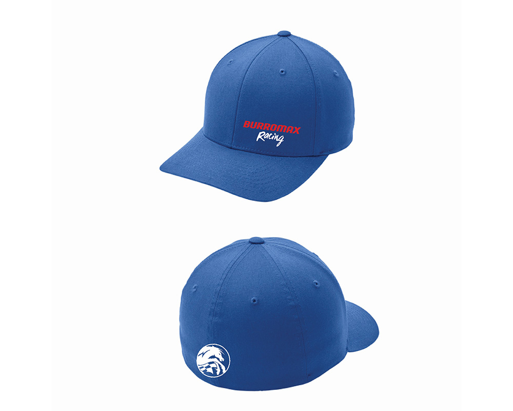 Burromax Blue Fitted FlexFit Hat by Port Authority, Printed Logo, Size: L/XL (Part #99060-LGXL)