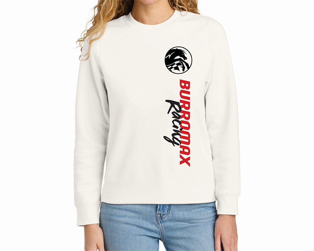 Womens White Racing Crewneck by District, Size: SM (Part #99071-S)