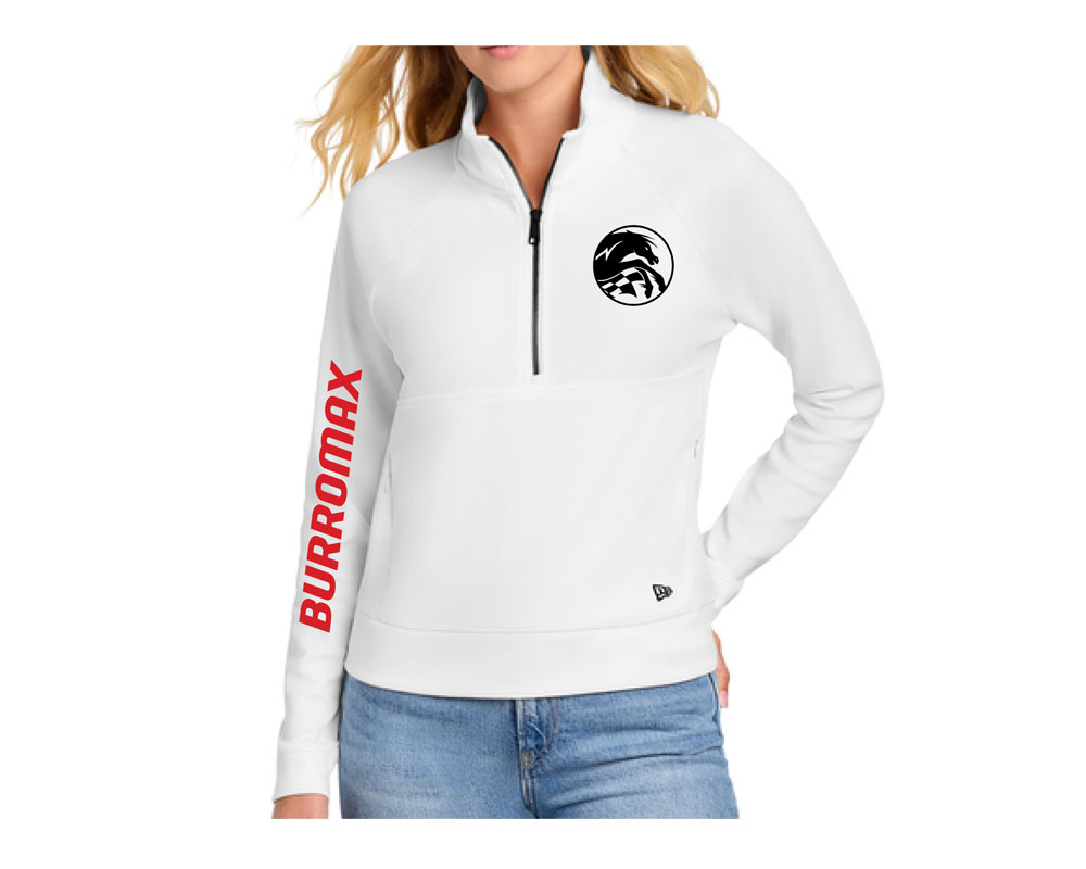 Womens White Quarter Zip Sleeve Logo, Size: SM (Part #99072-S)