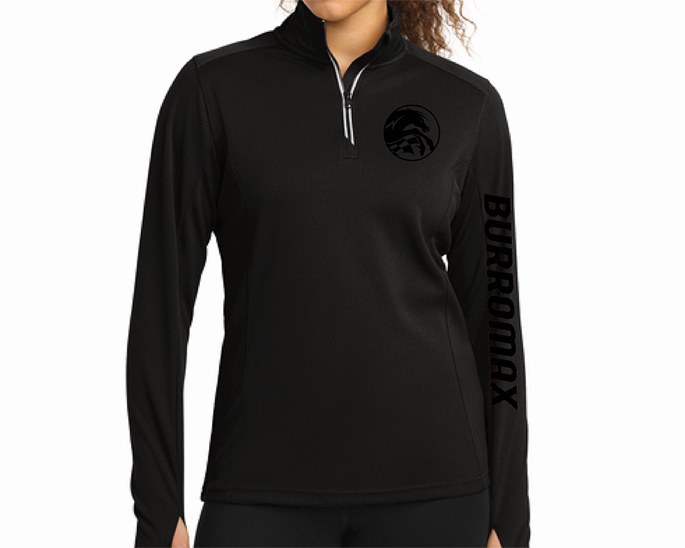 Womens Black on Black Quarter Zip Sleeve Logo by Sport Tek, Size: SM (Part #99073-S)