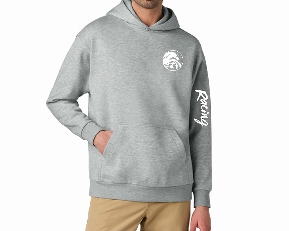 Unisex Gray Heathered Racing Hoodie by District, Size: SM (Part #99081-S)