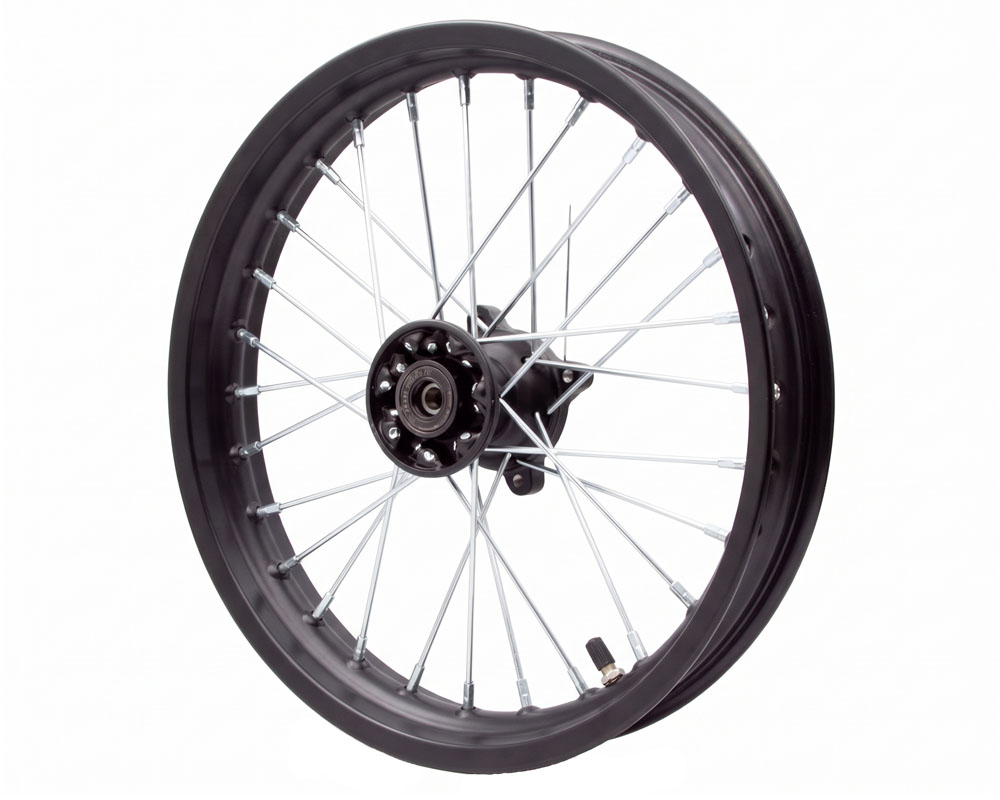 Wheel Assembly, Front, 14" x 1.6" Rim, Black Steel, 4 Bolt Pattern, 12mm Axle Size (Part #10102) Fits HRX