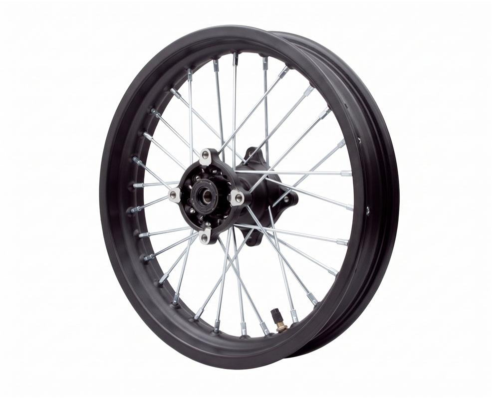 Wheel Assembly, Rear, 12" x 1.85" Rim, Black Steel, 4 Bolt Pattern, 12mm Axle Size (Part #10105) Fits HRX