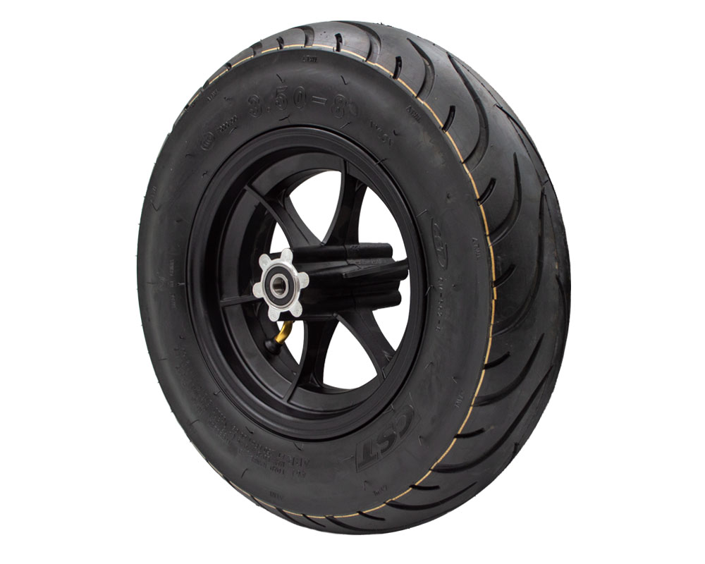 Tire and Wheel Assembly, Front, 3.5x8 Super Moto Tubeless Tire (Part #10126) Fits TTMax (Requires Part #10000 Fender Brackets)