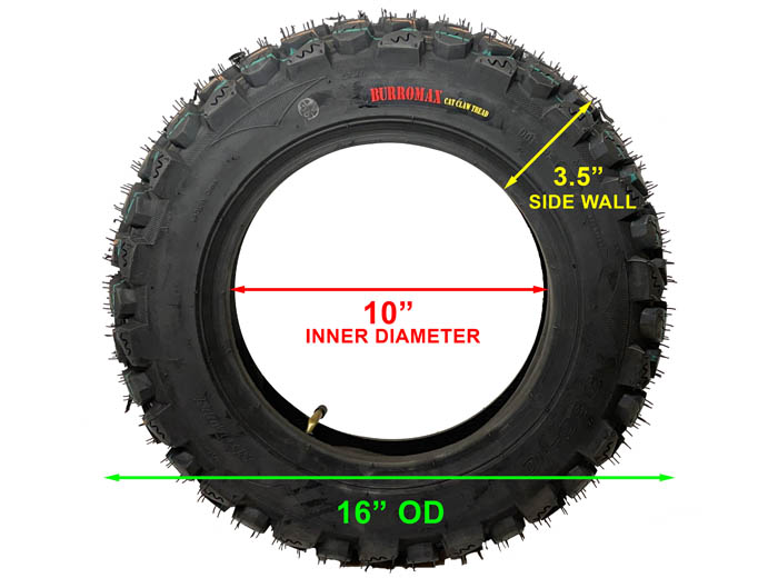 Performance Off Road Tire with Inner Tube,3.50-10, Cat Claw Tire (Part #10179) Fits TT1600R-3
