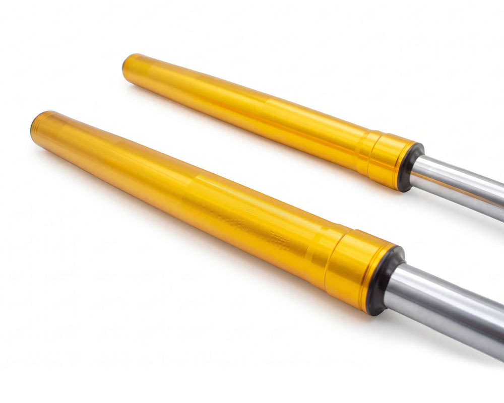 Fork Set, Front Suspension, 39/42mm, 635mm Long, Anodized Gold, +50mm Extended Length, Adjustable Compression and Rebound (Part #10191) Fits TT1600R, HRH, HRS, HRX - 3