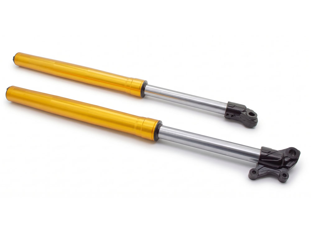 Fork Set, 39/42mm Front, Gold with Black Cap, Stronger Spring Set, +50mm Longer-635mm overall, Adjustable Compression and Rebound (Part #10191) Fits TT1600R, HRH, HRS, HRX