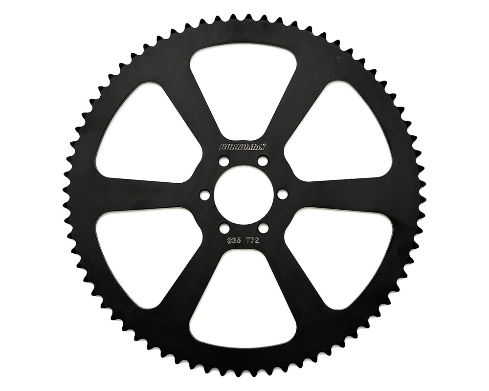 Sprocket, 72 Tooth Performance Steel #35 Chain, 48mm BC- 37.1mm ID, Black(Part #10261) Fits TT1600, HRH, HRS, XRA, XRB