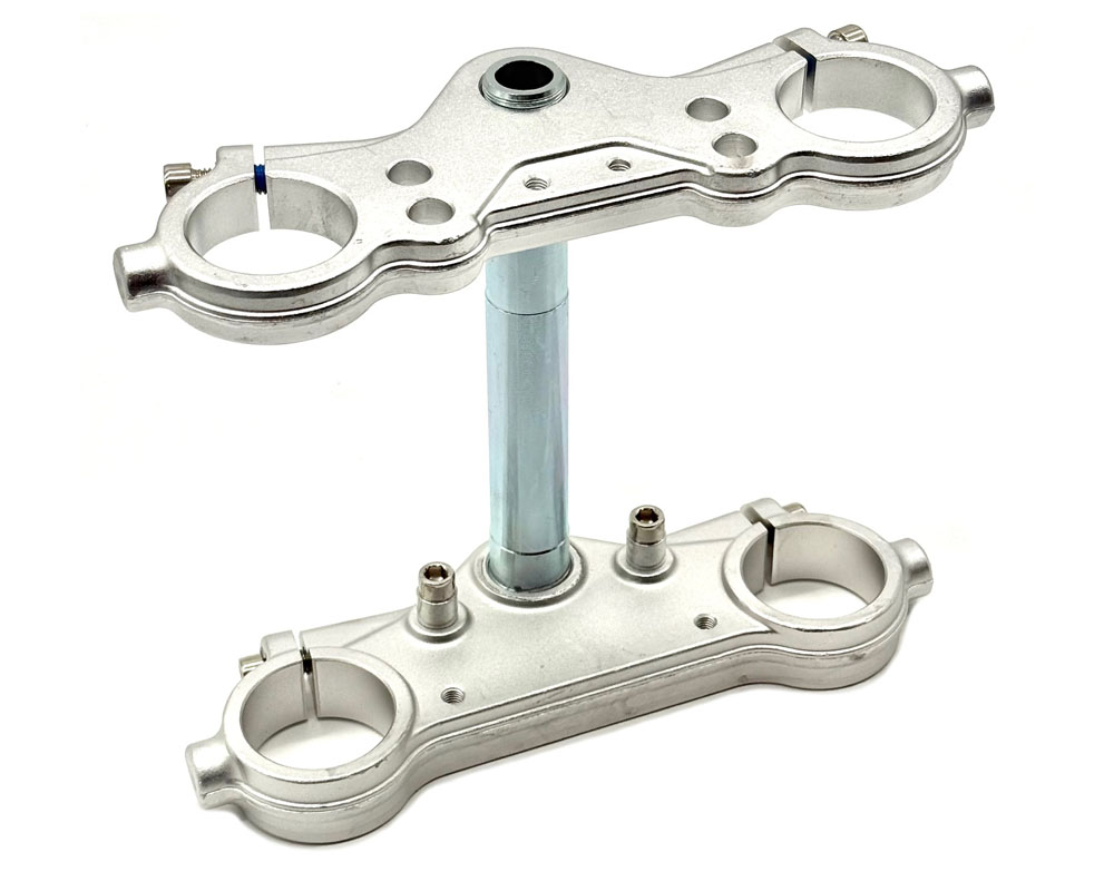 Fork Clamp Set, Forged 6061, 43mm/45mm 0 Degree Rake w/Stem and Hardware, Clear Zinc (Part #10280) Fits TT1600R, HRH, HRS, XRA, XRB