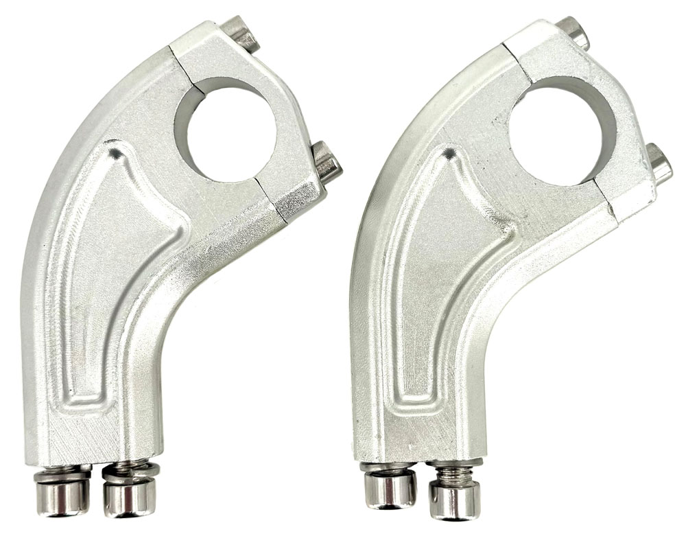 Handlebar Clamp Set, 2 Bolt CNC 6061-T6, 28.6mm Bar, 95mm Tall, Forward Offset,  Aluminum Finish (Part #10284) Fits HRH, HRS, XRA, XRB