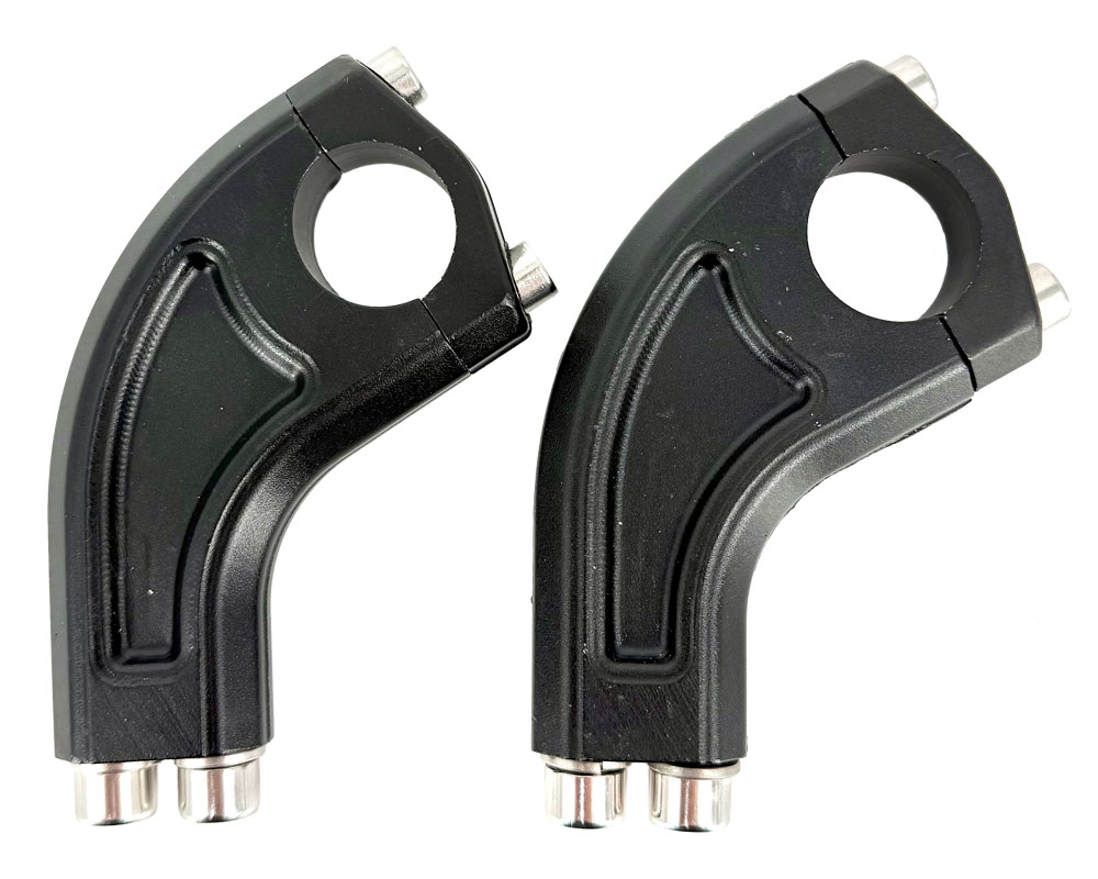 Handlebar Clamp Set, 2 Bolt  CNC 6061-T6, 28.6mm Bar, 95mm Tall, Forward Offset, Black Finish (Part #10285) Fits HRH, HRS, XRA, XRB