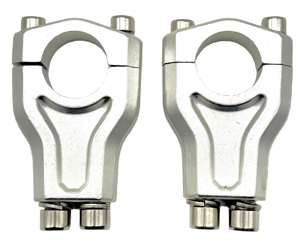 Handlebar Clamp Set, 2 Bolt Mounting Lowers, Forged 6061, 28.6mm Bar Straight, 55mm Tall, Aluminum Finish (Part #10286) Fits HRH, HRS, XRA, XRB