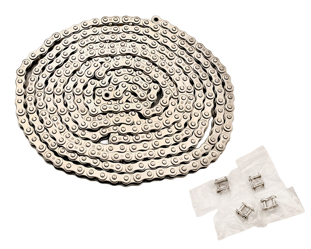 Chain, #35, Bulk 10Ft, Nickel Plated Solid Roller High Speed MBAX SBR, Includes 4 Master Links (Part #10299)