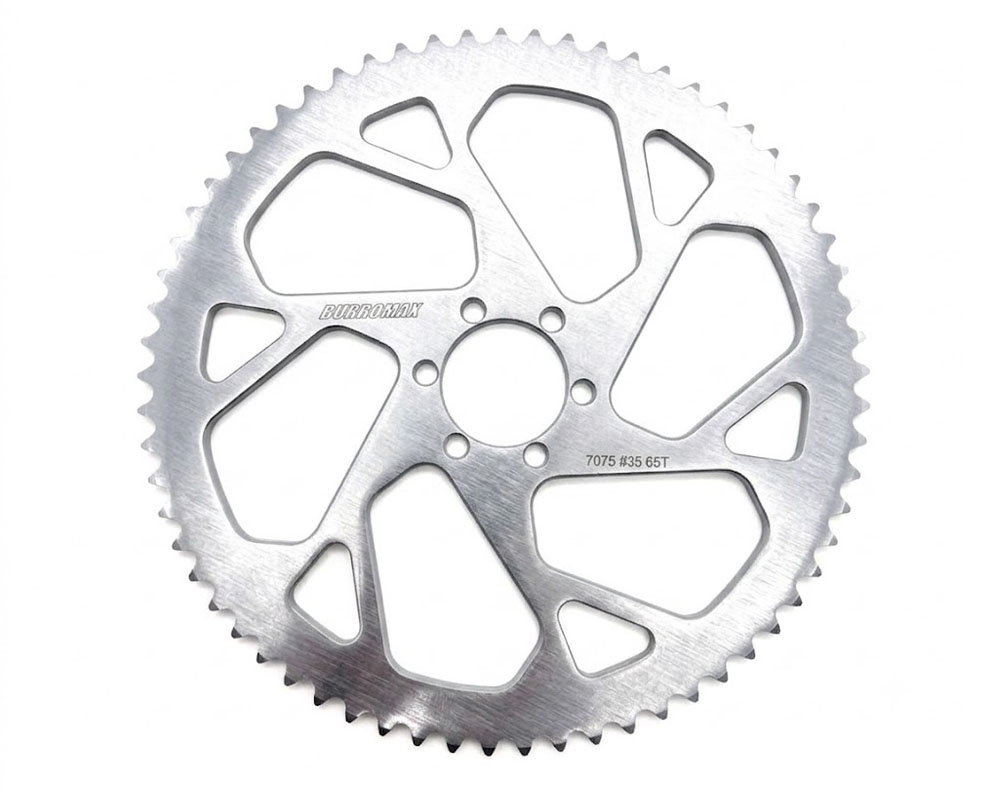 Sprocket, 65T 7075 Aluminum #35 Chain, 44mm BC- 35.1mm ID, Clear Anodized (Part #10325) Fits TTMAX