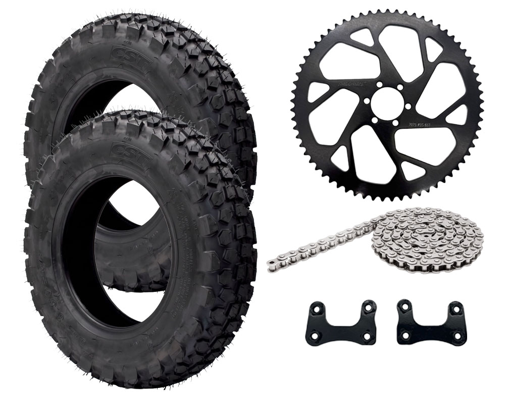TTMax Dirt Track Upgrade Kit, Includes Fat Knobby Front and Rear Tires, Chain, 65T Sprocket, Chain And Hardware (Part #16047-DIRT) Fits TTMax Model Years 2025 And Older