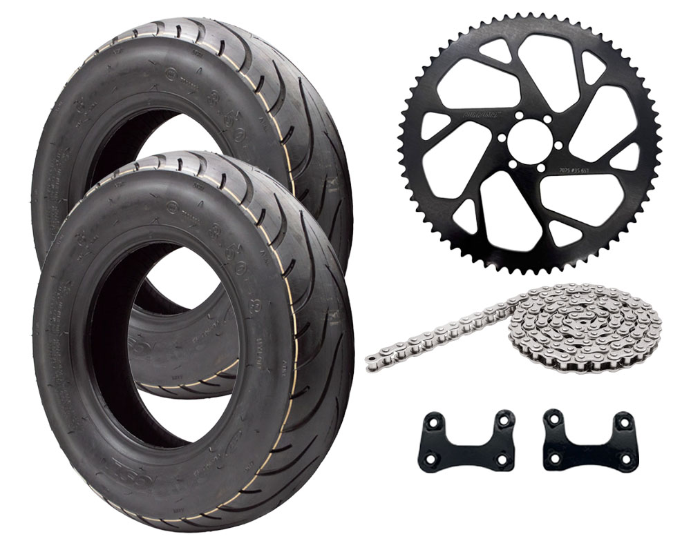 TTMax Street Racer Upgrade Kit, Includes Supermoto Front and Rear Tires, Chain, 65T Sprocket, Chain And Hardware (Part #16047) Fits TTMax