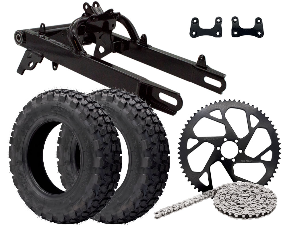 TT1000R Dirt Track Upgrade Kit, Includes Fat Knobby Front and Rear Tires, Extended Swing Arm, Chain, 65T Sprocket, Chain And Hardware (Part #16048-DIRT) Fits TT1000R