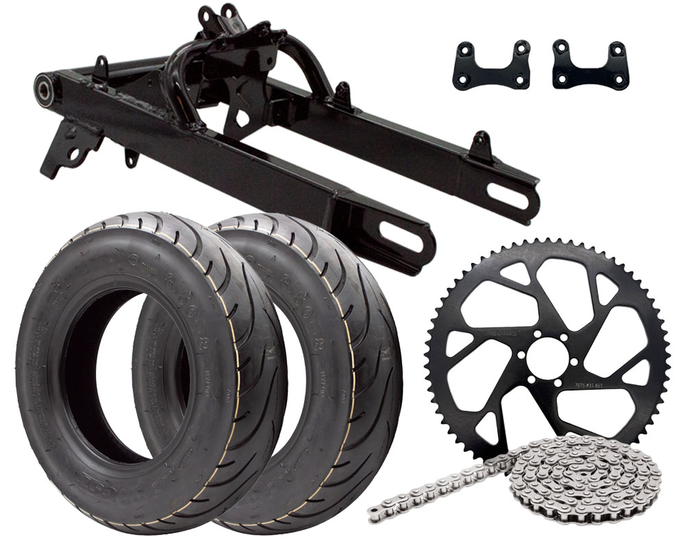 TT1000R Street Racer Upgrade Kit, Includes Supermoto Front and Rear Tires, Extended Swingarm, Chain, 65T Sprocket, Chain And Hardware (Part #16048) Fits TT1000R