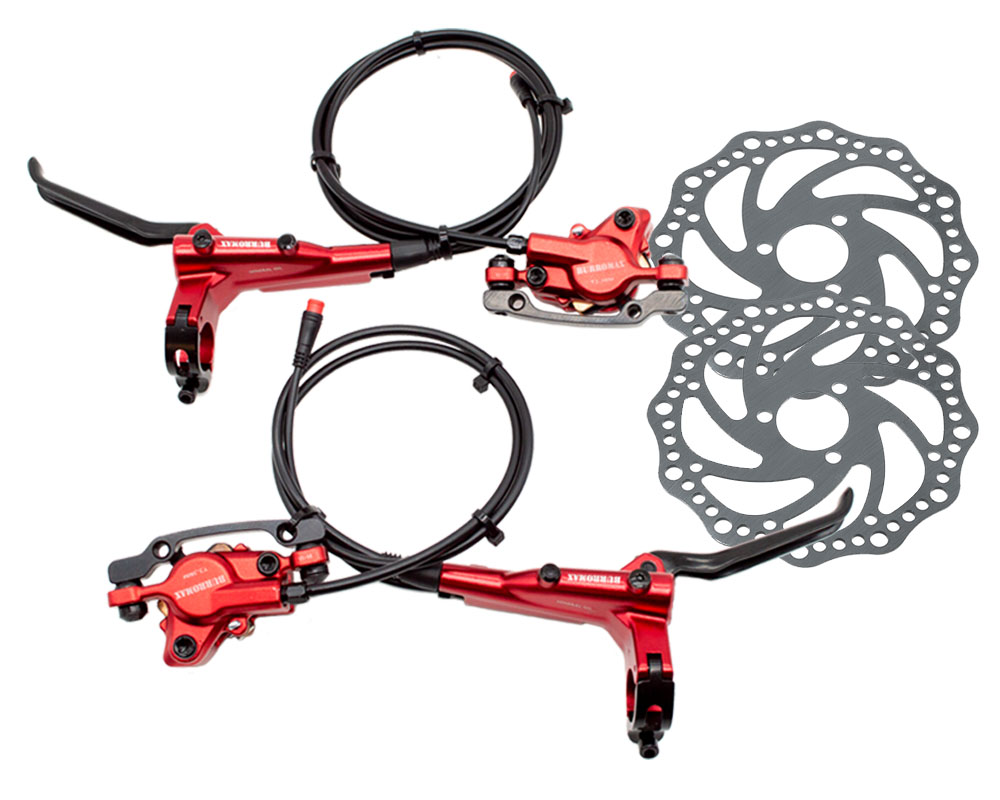 Performance Brake Kit, Hydraulic Dual Piston, Front and Rear, Includes Rotors and Hardware, Red Anodized (Part #16070-K) Fits TT250, TT350R, TT750R