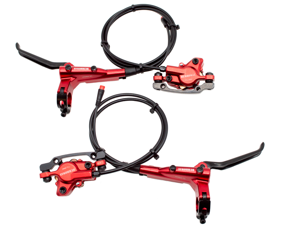 Performance Brake Kit, Hydraulic Dual Piston, Front and Rear, Red Anodized (Part #16094) Fits Long Swing Arm XRA