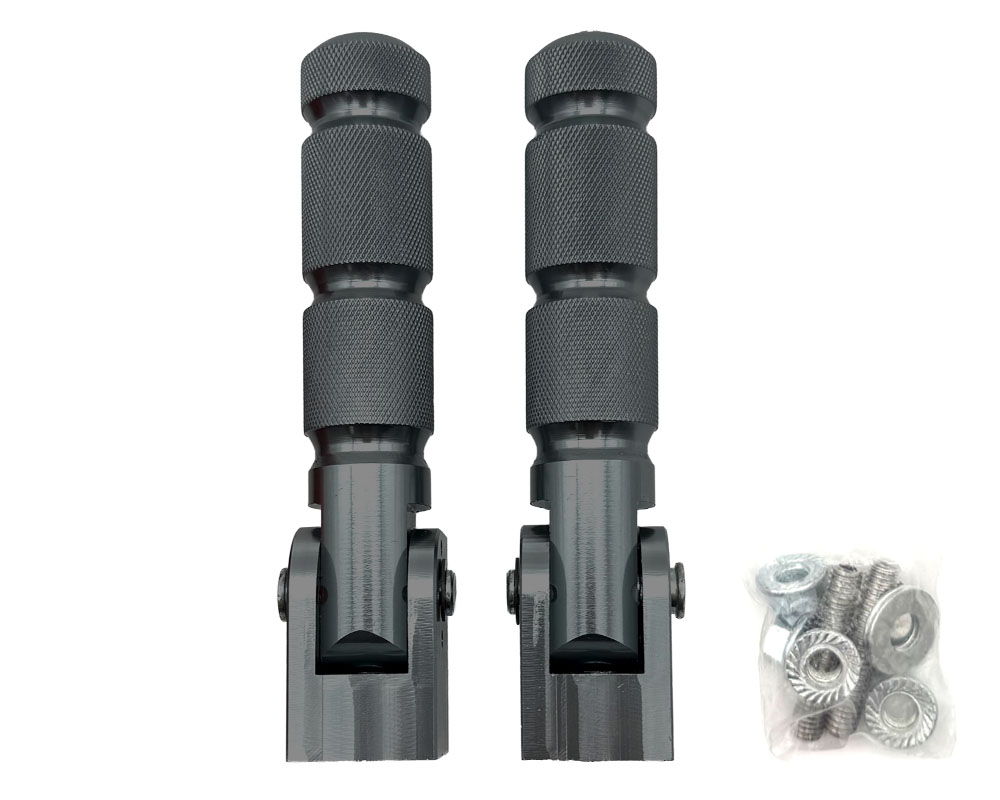 Foot Peg Set, Round Aluminum Folding Type, Titanium Anodized (Part #16112) Fits Various Models