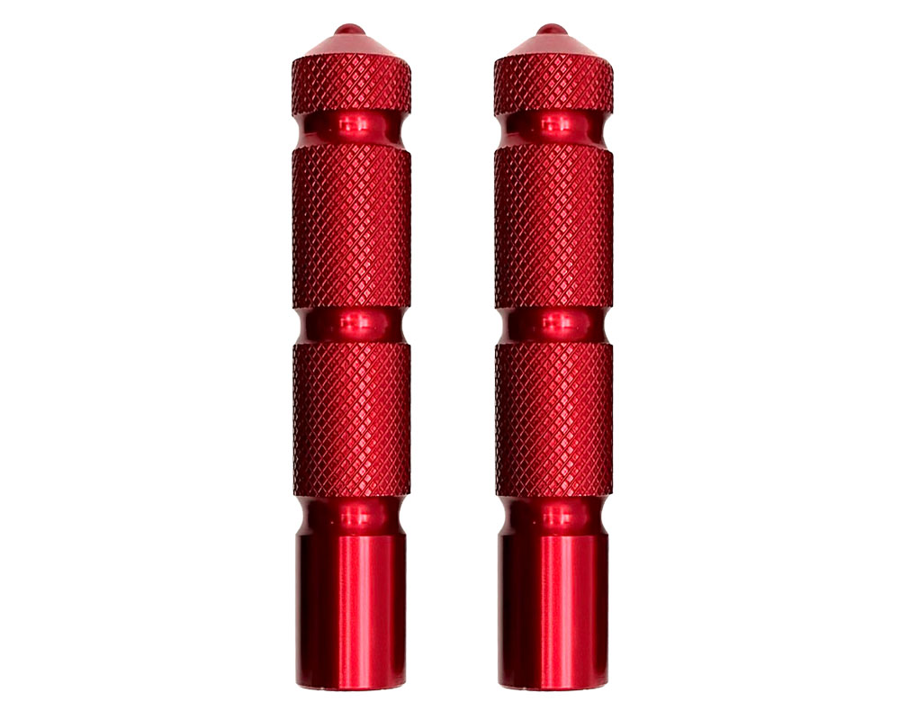 Foot Peg Set, Round Aluminum, Non Folding, Red Anodized (Part #16115) Fits Various Models