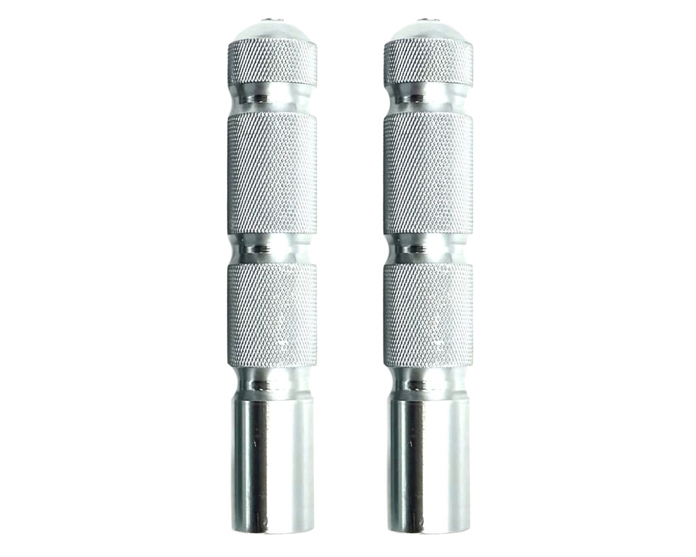 Foot Peg Set, Round Aluminum, Non Folding, Clear Aluminium Anodized (Part #16117) Fits Various Models