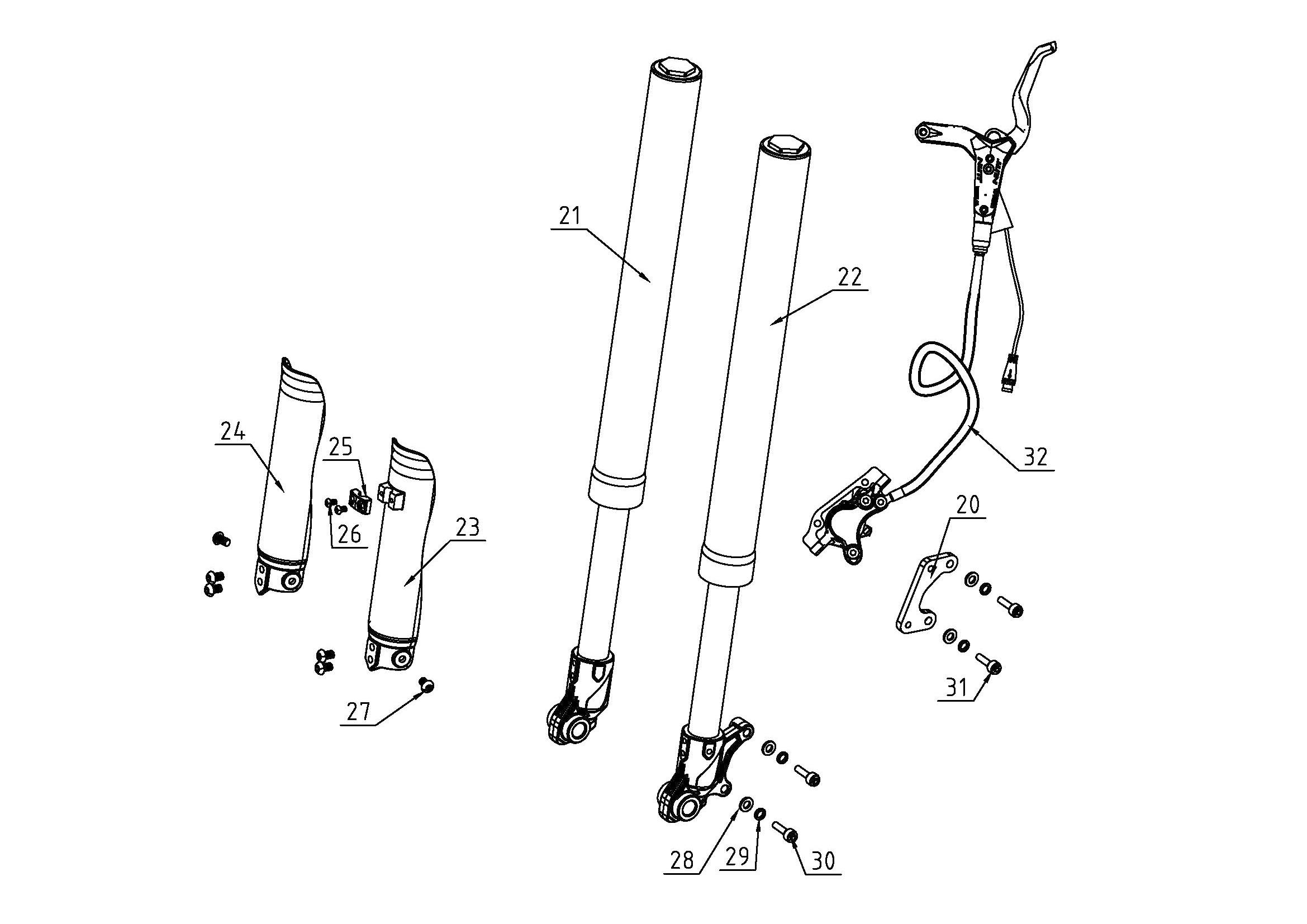 tt1600r-2021-2025Fork Tubes and Brake Caliper