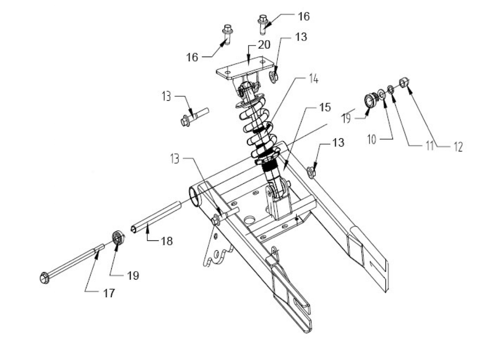 Spacer, wing Arm Pivot 14X10.5X162 (Part #00165) - 2