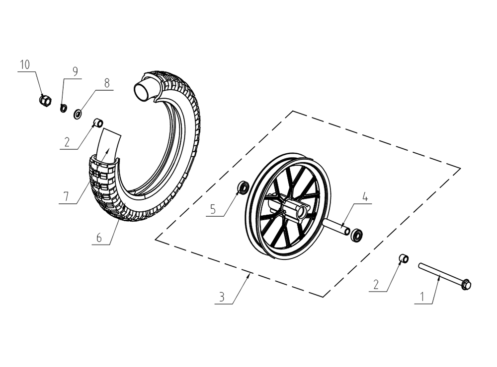 Tire with Inner Tube, F/R 12.5X2.75 Burromax Brand Track Tire (Part #10146) Fits TT250, TT350R, TT750R - 9