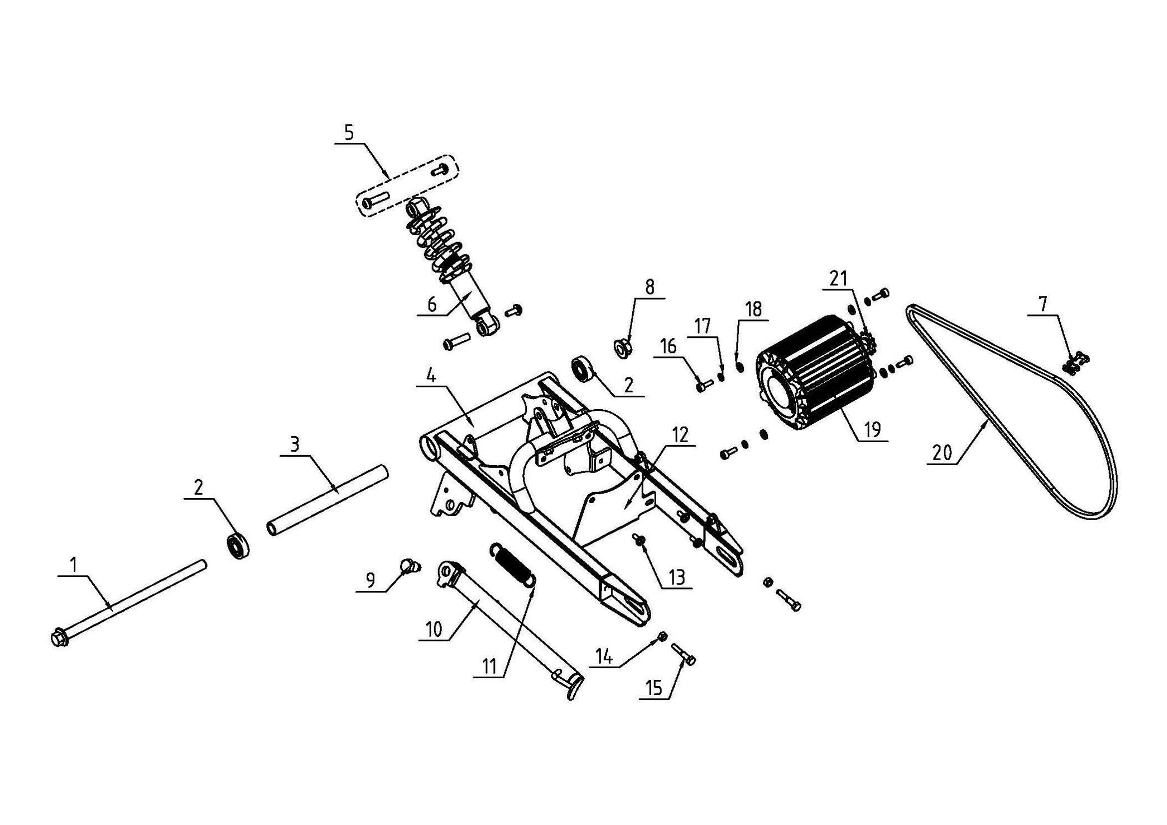 ttmaxRear Fork, Shock, Motor, Chain and Kickstand