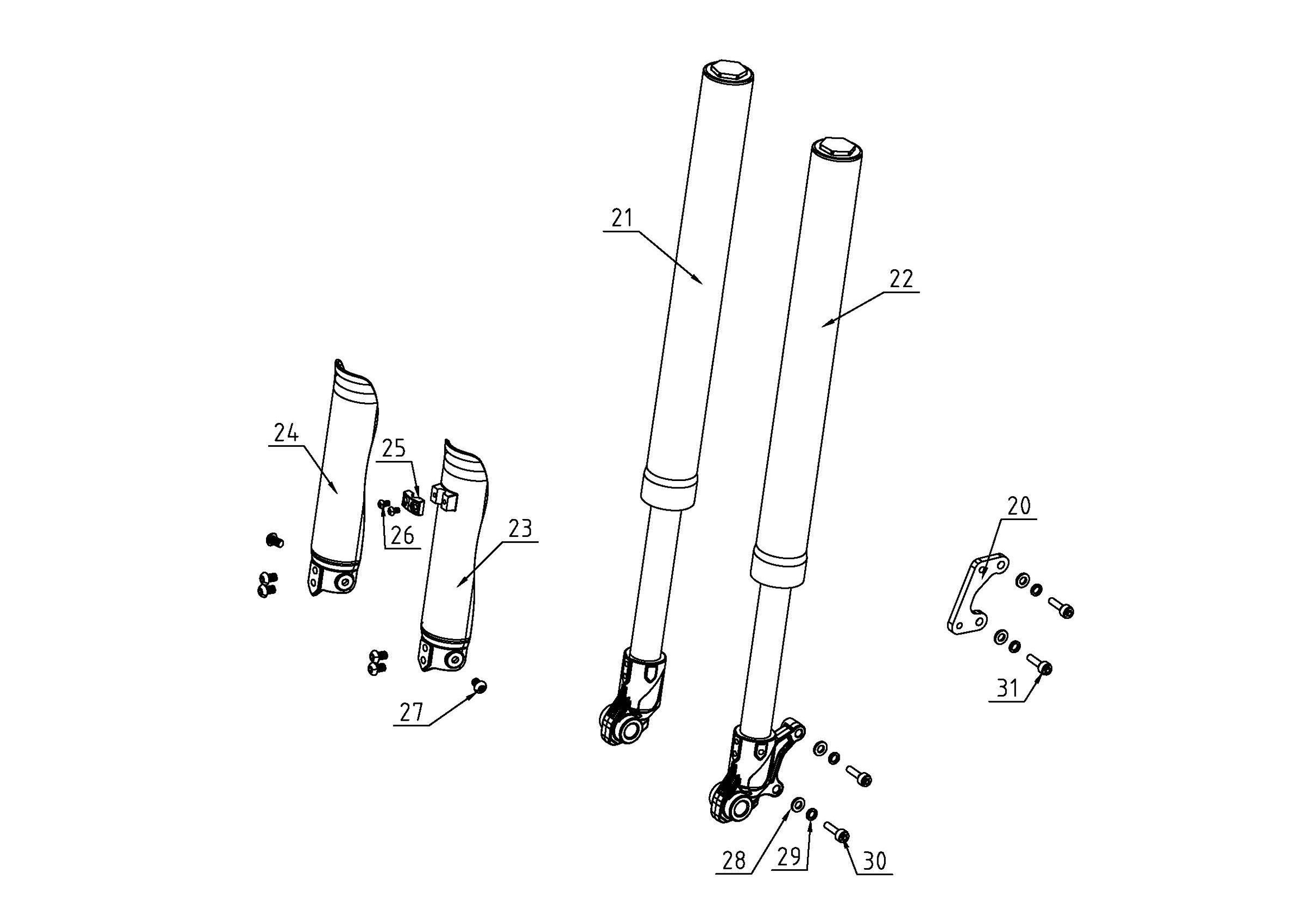 xra-xrbFork Tubes and Brake Mount