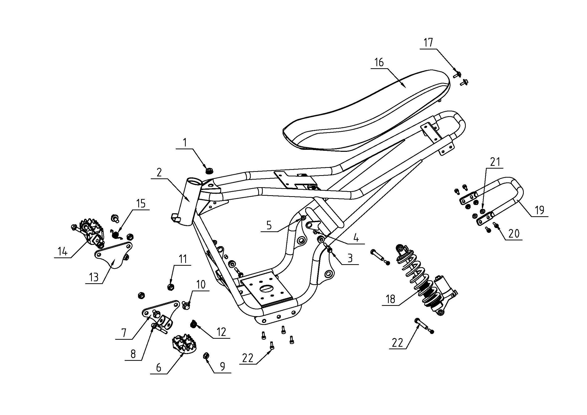 xra-xrbFrame Parts, Shock, Seat, Foot Pegs