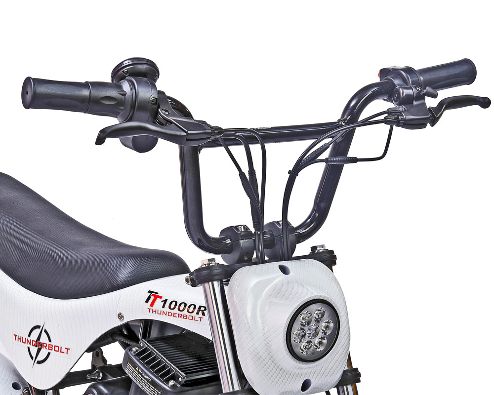 Electric Mini Bike, TT1000R Lithium Ion Powered, (Color: White Carbon Fiber) - 3