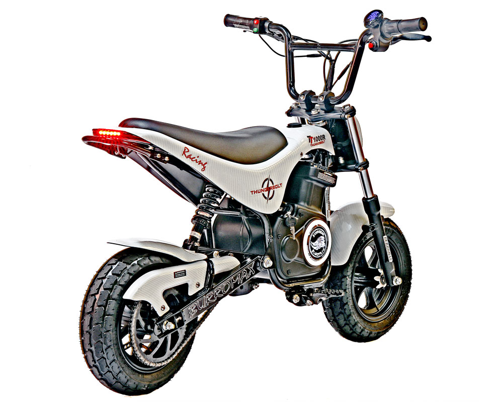 Electric Mini Bike, TT1000R Lithium Ion Powered, (Color: White Carbon Fiber) - 6