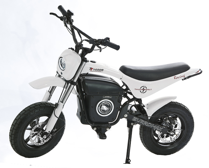 Electric Mini Bike, TT1600R Lithium Ion Powered, (Color: White Carbon Fiber) - 1