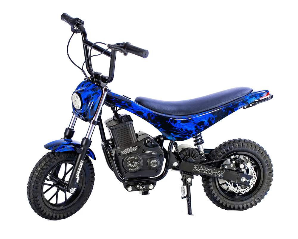 Electric Mini Bike, TT350R Lithium Ion Powered, (Color: Blue Flames)