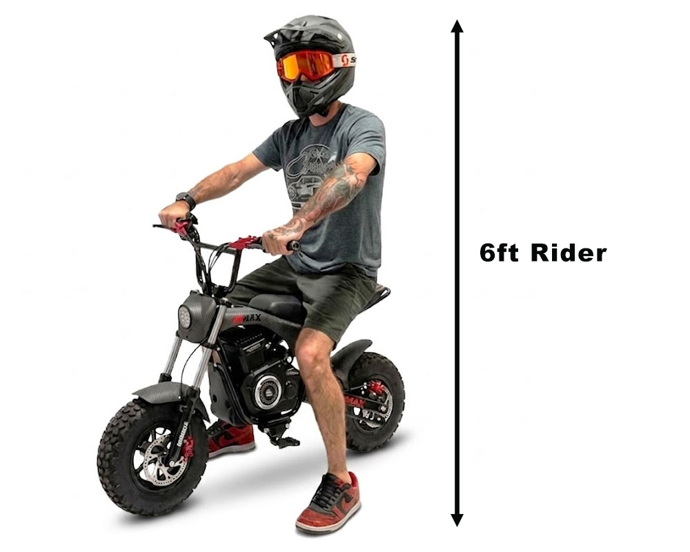 TTMax, Electric Pit Bike Mini Moto, 1.5kw Rated, 2.8kw Peak, 48v Lithium Ion Powered (Color: Matte Carbon Fiber) - 5